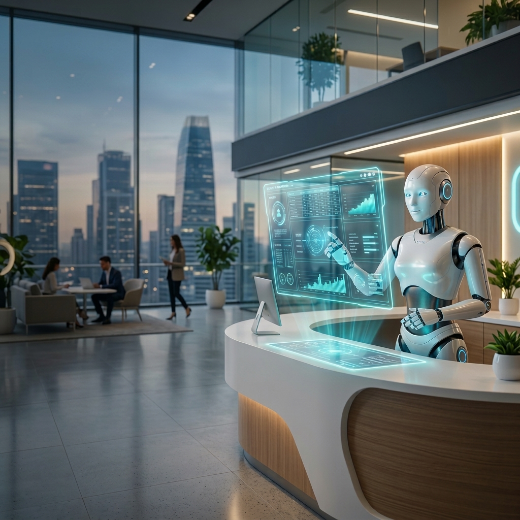 AI_receptionist_in_modern_office_1 Ai Receptionist for your small business